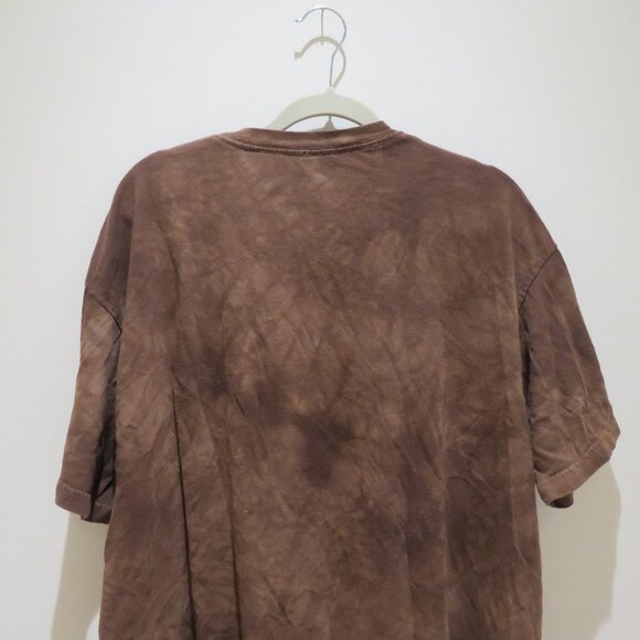THE MOUNTAIN Hippo Print Distressed Tie Dye T-Shirt in Brown Hippie Y2K Boho XL - Picture 9 of 12